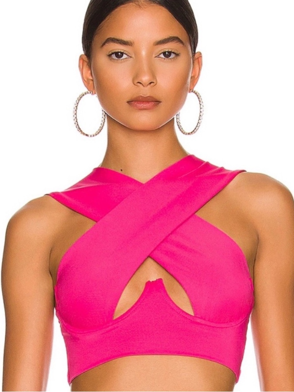 superdown Bright Pink Cross-Front Crop Top -size XS